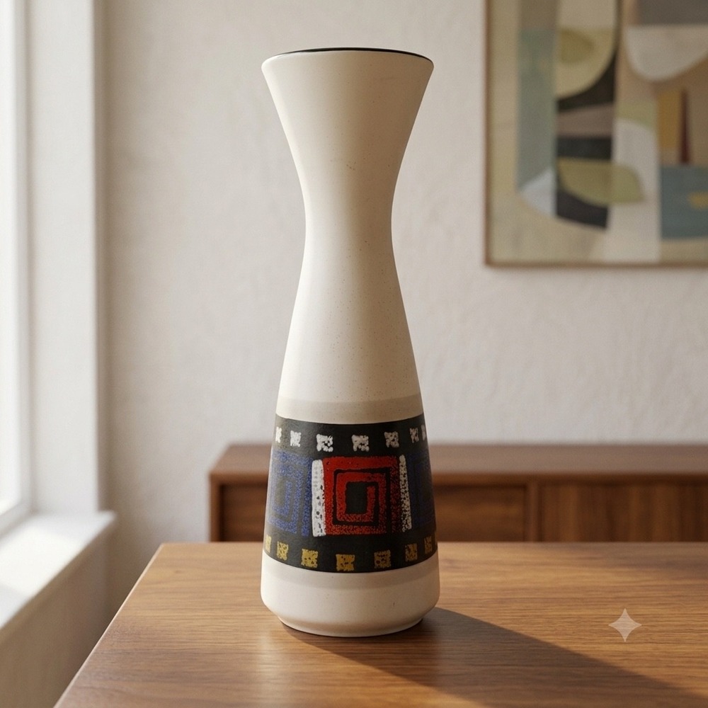 Dumler & Breiden West German Pottery Vase 129/30 Mid Century Geometric
